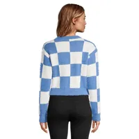 Blaire Cropped Crewneck Checkered Sweater