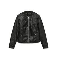 Favodona Slim-Fit Coated Biker Jacket