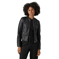 Favodona Slim-Fit Coated Biker Jacket