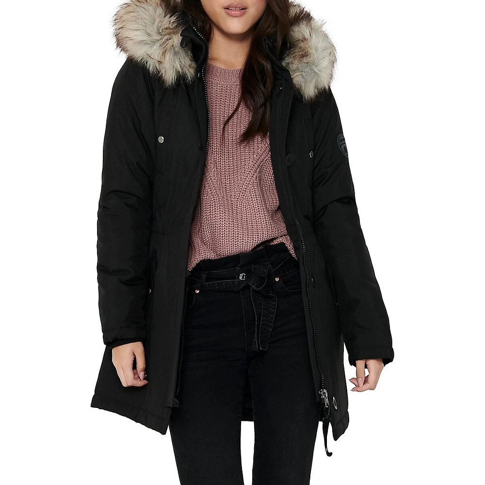 Iris Faux Fur-Trim Hooded Parka