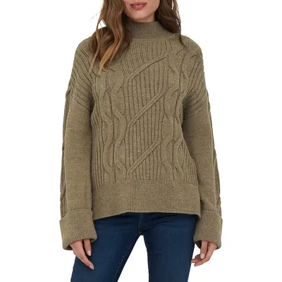 Leise Mockneck Cable-Knit Sweater