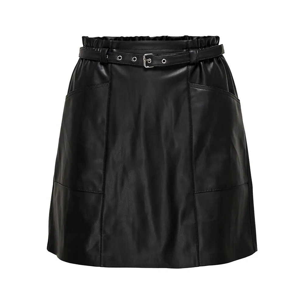 Heidi Faux Leather Belted Mini Skirt