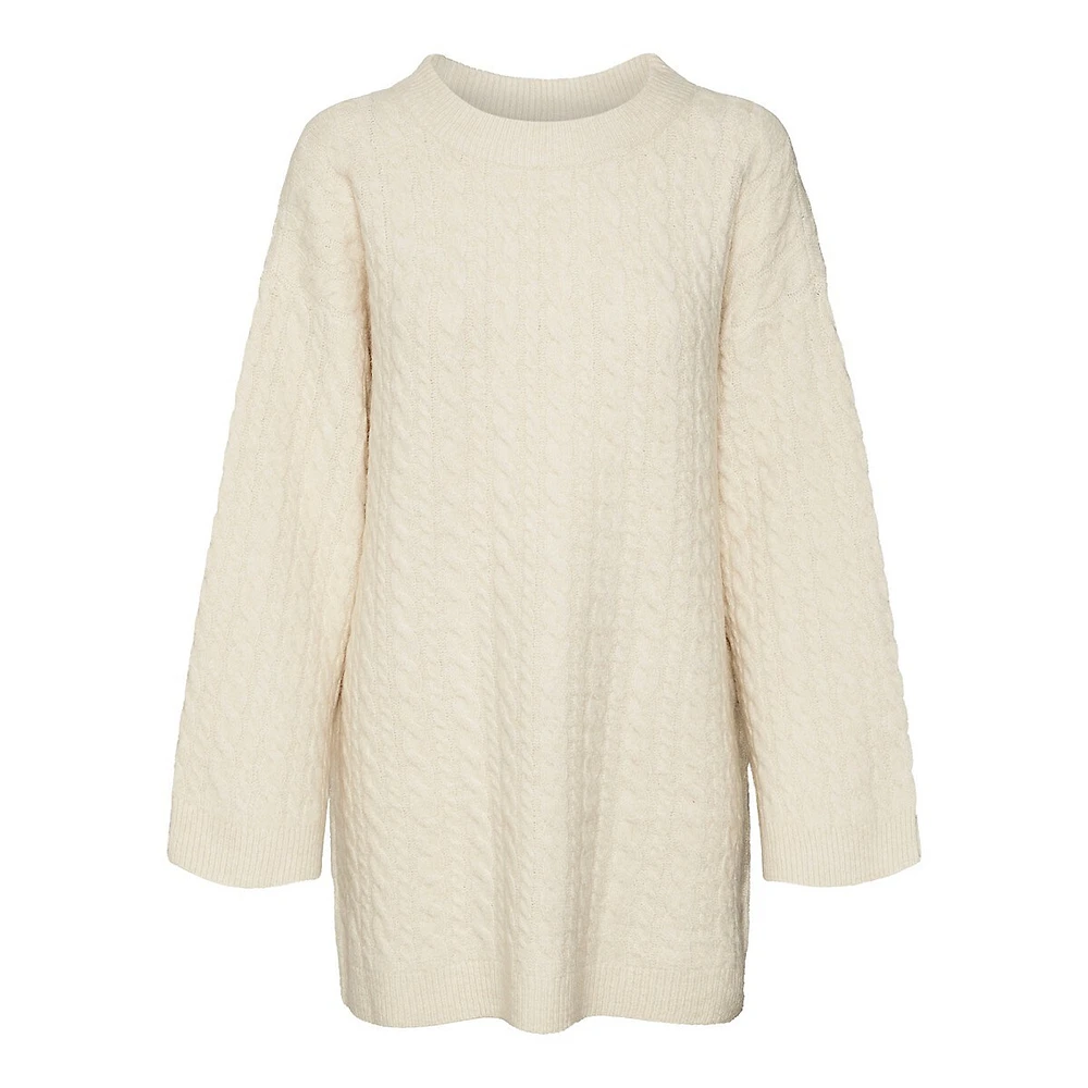 Longline Cable-Knit Sweater