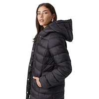 Channel-Quilted Hooded Puffer Jacket