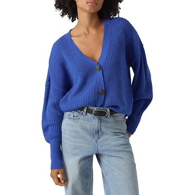 Lea Long-Sleeve Ribbed Cardigan