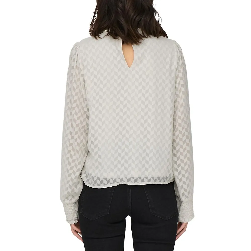 Emmery Highneck Chevron Pattern Blouse