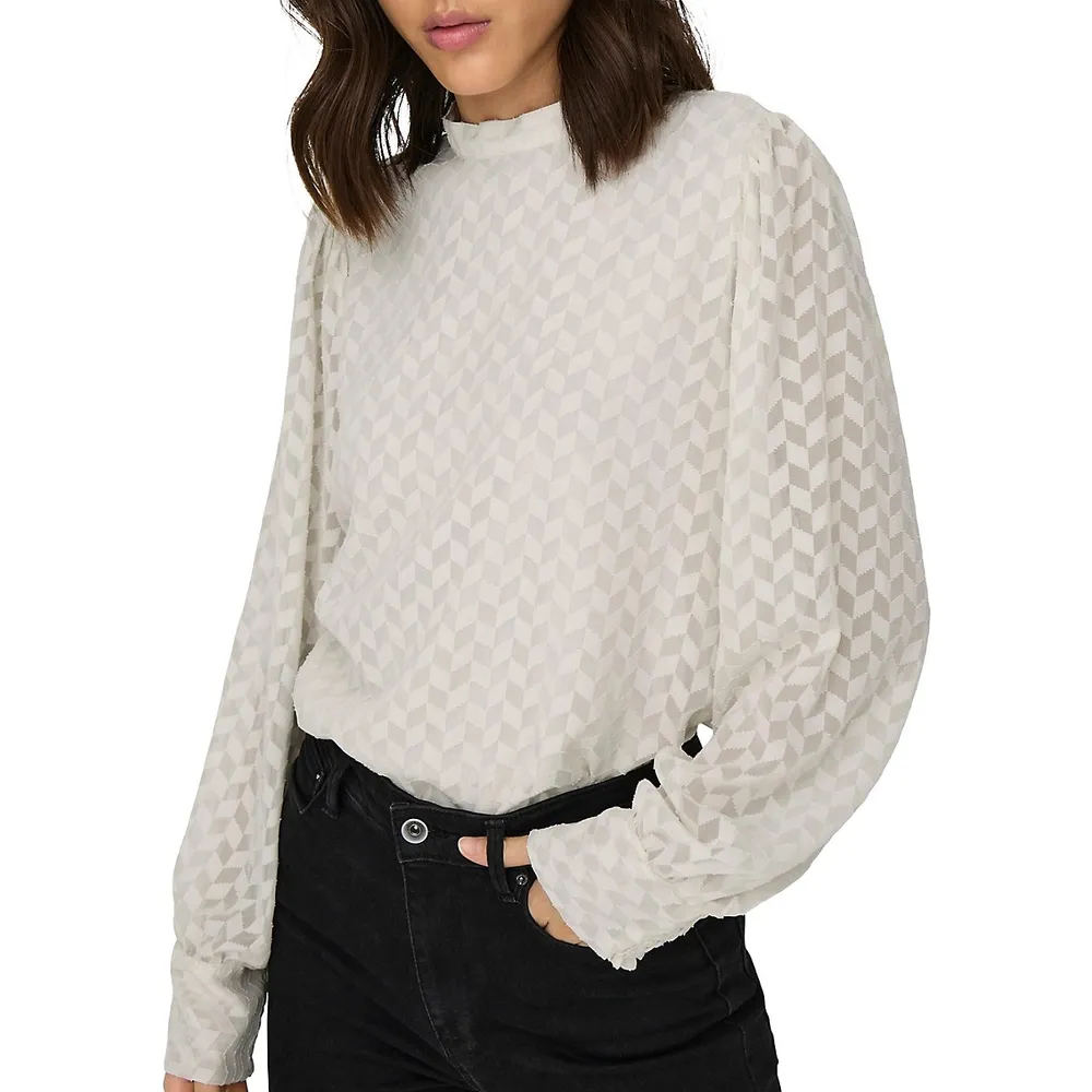 Emmery Highneck Chevron Pattern Blouse