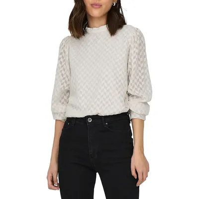 Emmery Highneck Chevron Pattern Blouse