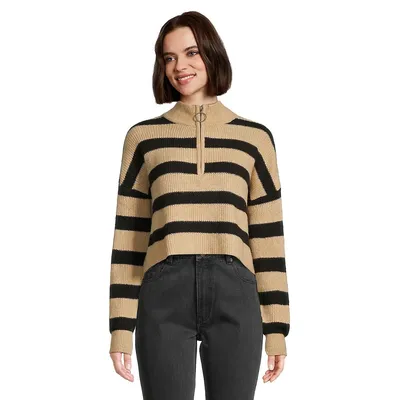 Alice Striped Quarter-Zip Sweater