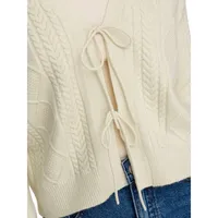 Fia Front-Tie Cable-Knit Cardigan