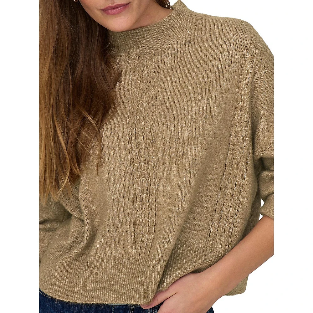 Cable-Front Mockneck Sweater