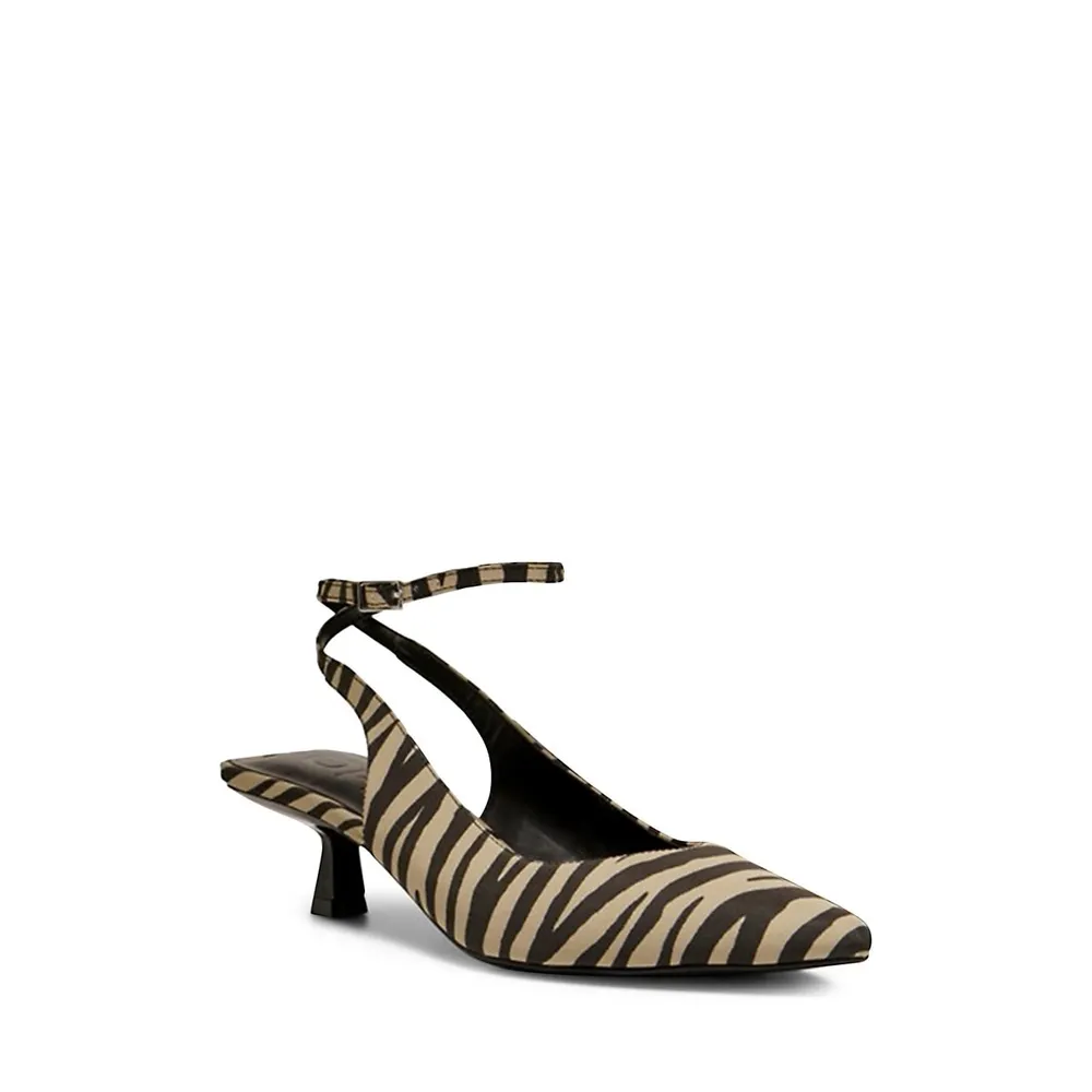 Coco Zebra-Print Ankle Wrap Kitten Pumps