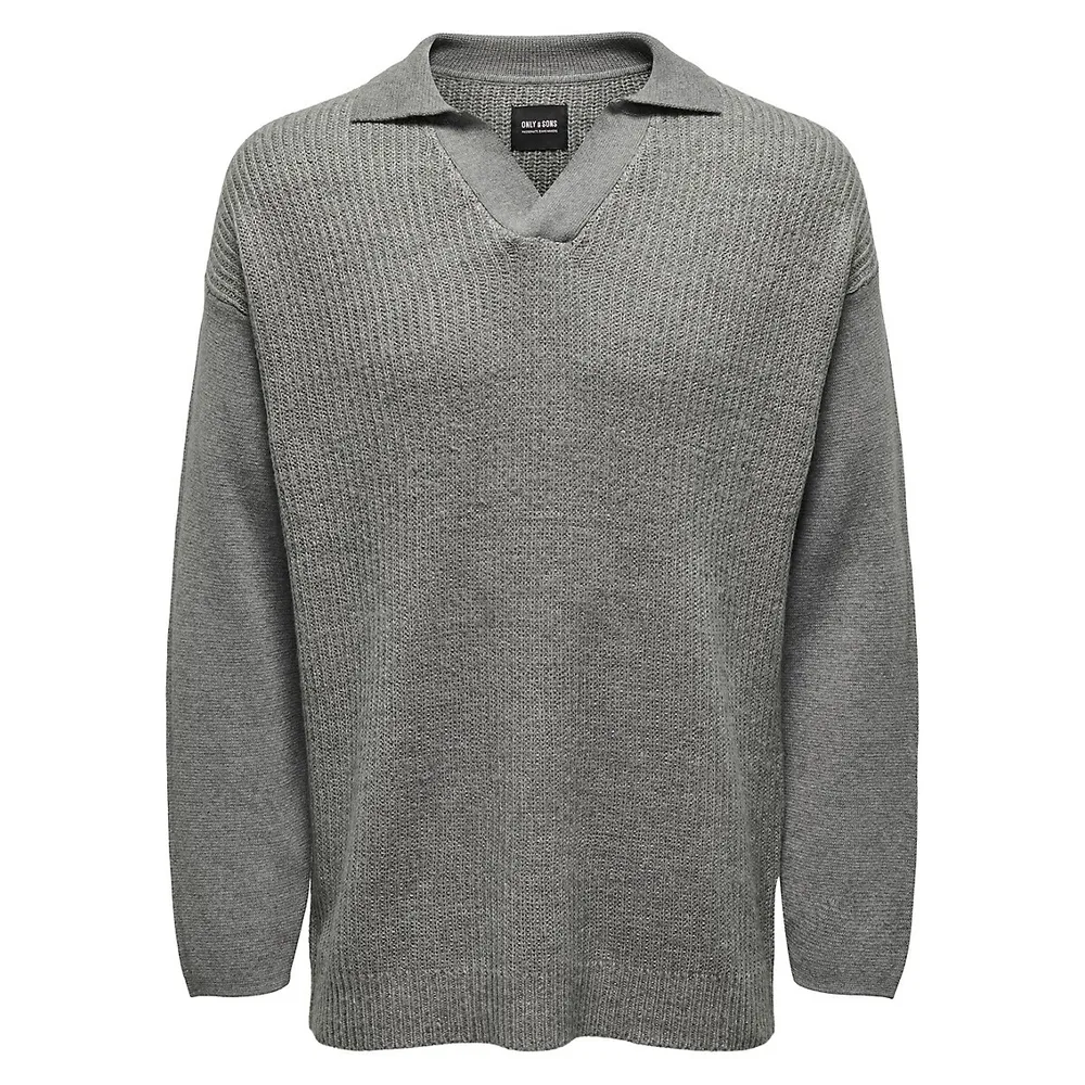 Thomas Structured Knit Polo-Style Sweater