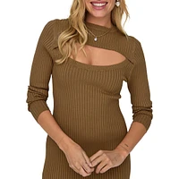 Cutout Ribbed Sweater Dress