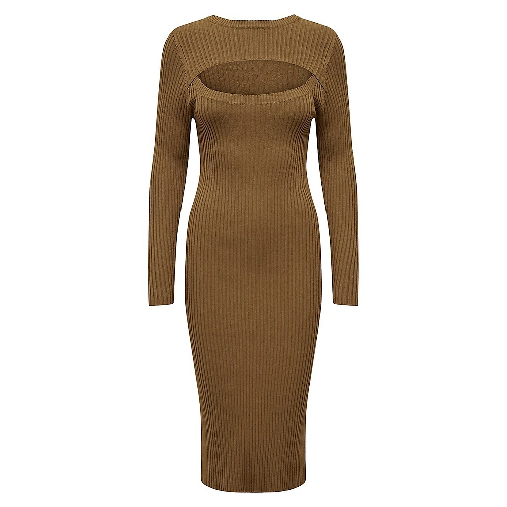 Cutout Ribbed Sweater Dress