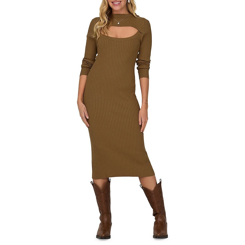 Cutout Ribbed Sweater Dress