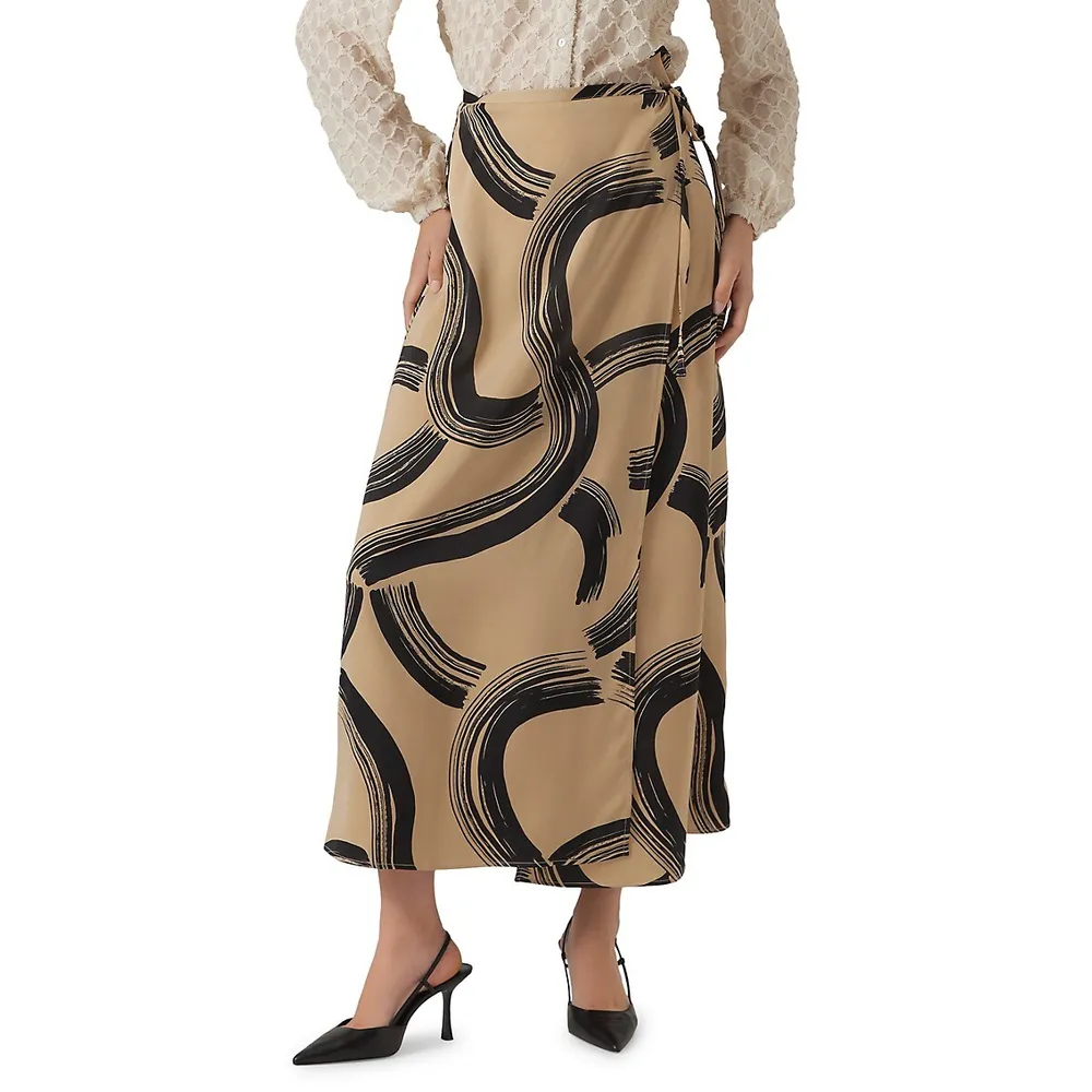 Print Wrap Maxi Skirt