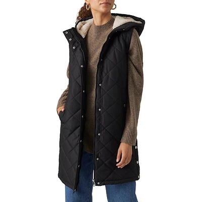 Louise Diamond-Quilted Hooded Vest