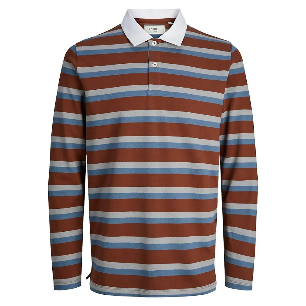 Carson Long-Sleeve Stripe Polo Shirt