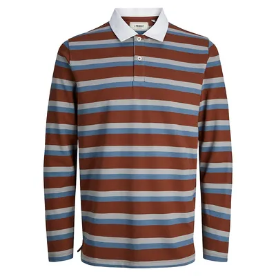 Carson Long-Sleeve Stripe Polo Shirt