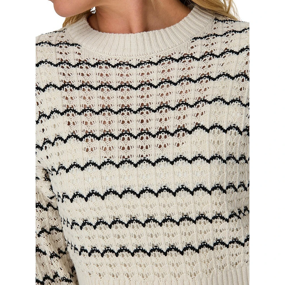 Lasa Striped Pointelle Sweater