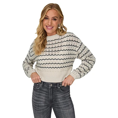 Lasa Striped Pointelle Sweater