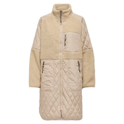 Ohio Faux Shearling and Quilted Long Coat