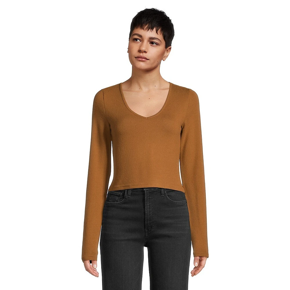 City Ava V-Neck Knit Top