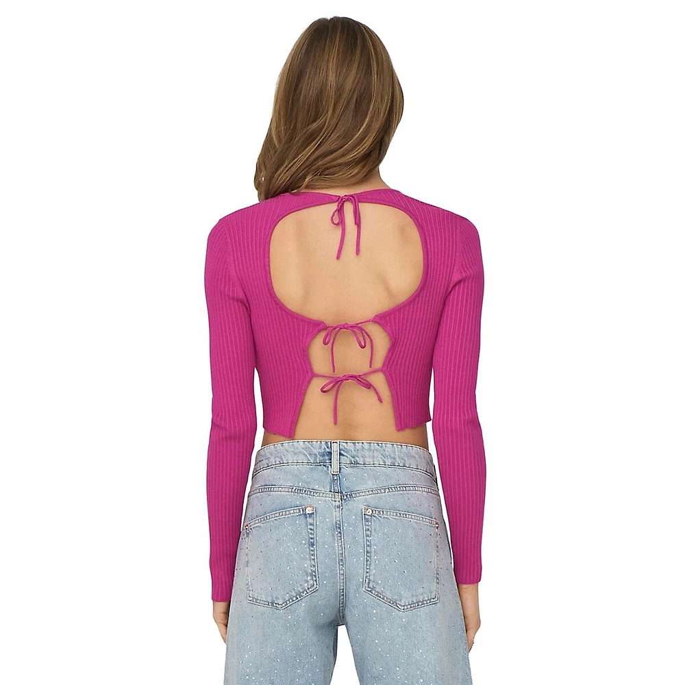 Meddi Cutout-Back Cropped Sweater