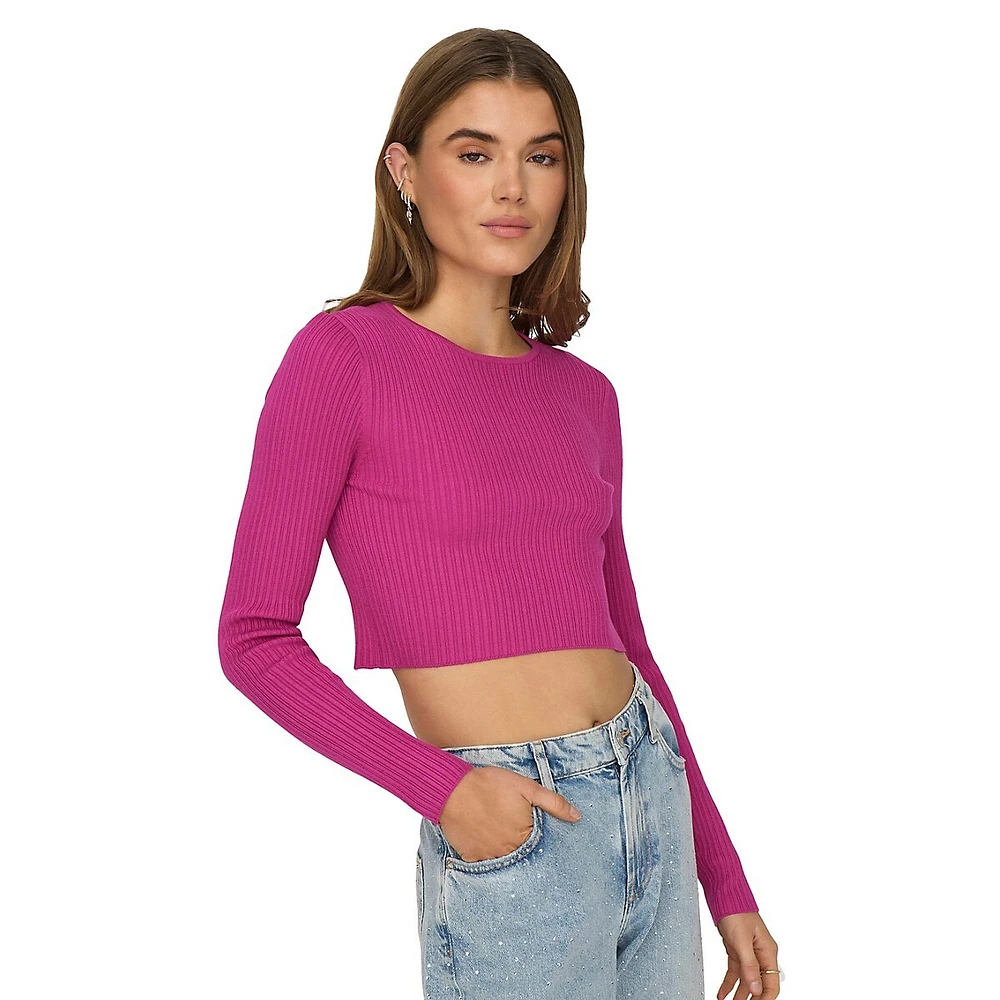 Meddi Cutout-Back Cropped Sweater