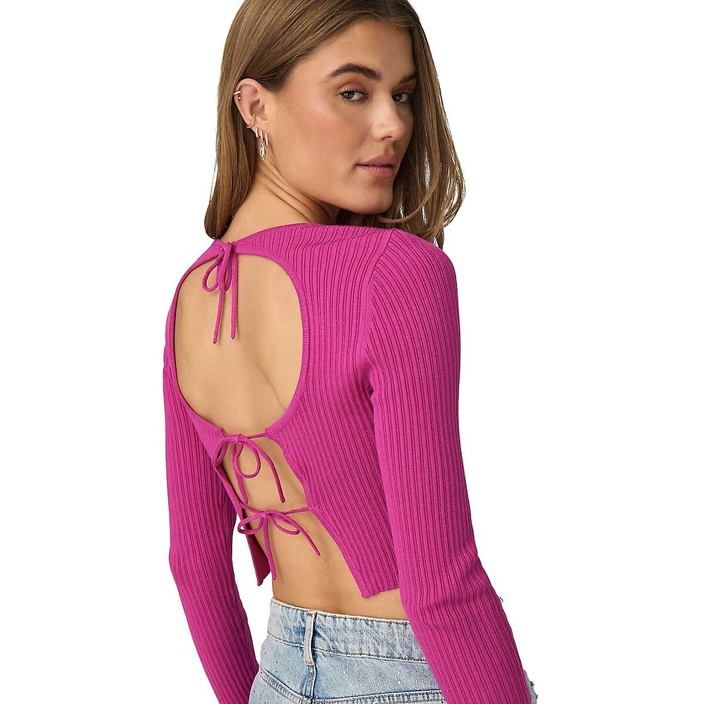 Meddi Cutout-Back Cropped Sweater