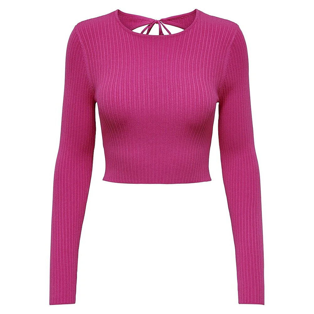 Meddi Cutout-Back Cropped Sweater