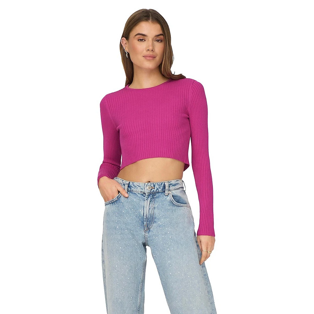 Meddi Cutout-Back Cropped Sweater