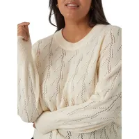 Plus Copal Blouson-Sleeve Pointelle Sweater