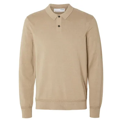 Dan Organic Cotton Knit Long-Sleeve Polo Shirt