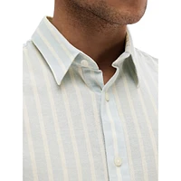 Slim-Fit Cotton & Linen Casual Shirt