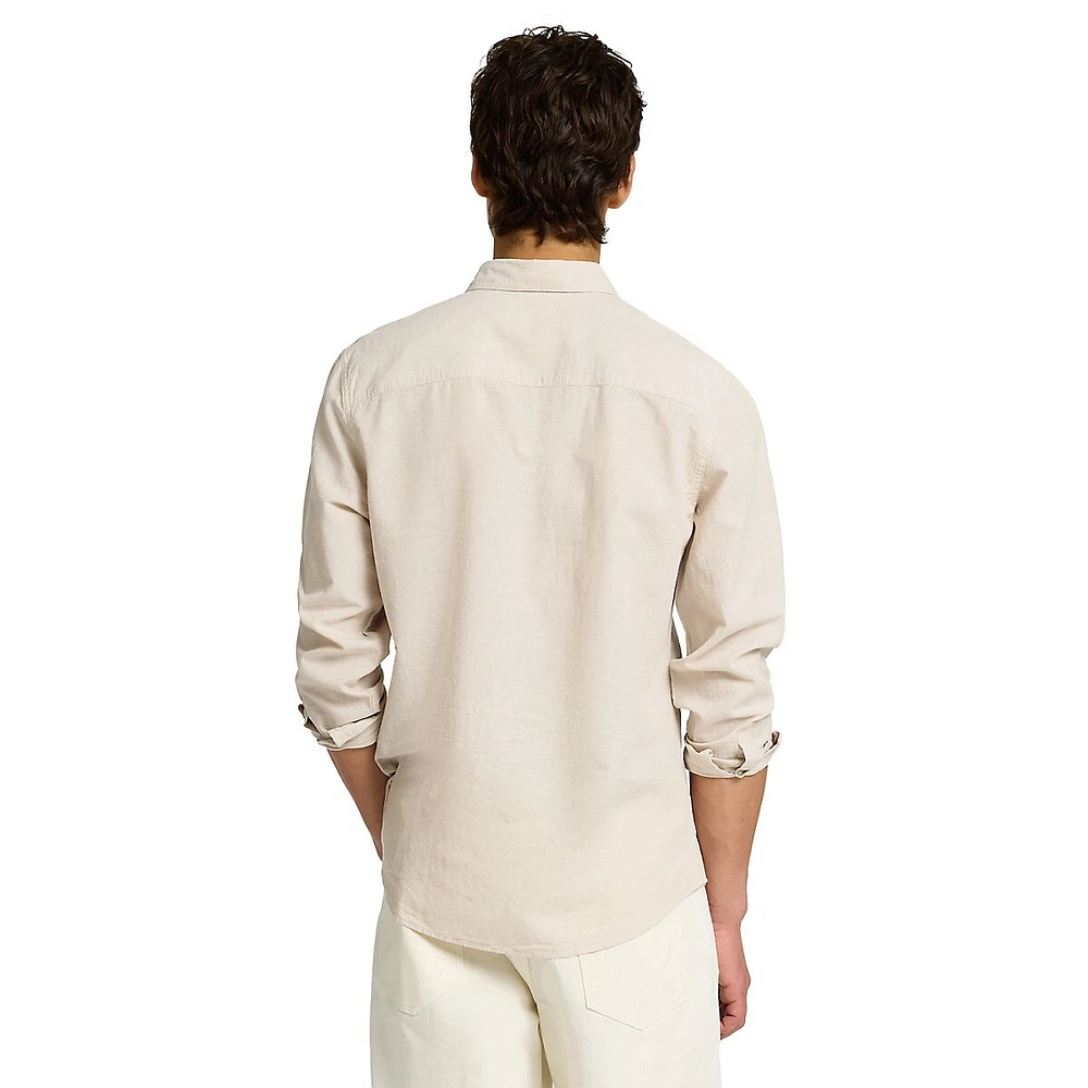 Slim-Fit Cotton & Linen Casual Shirt