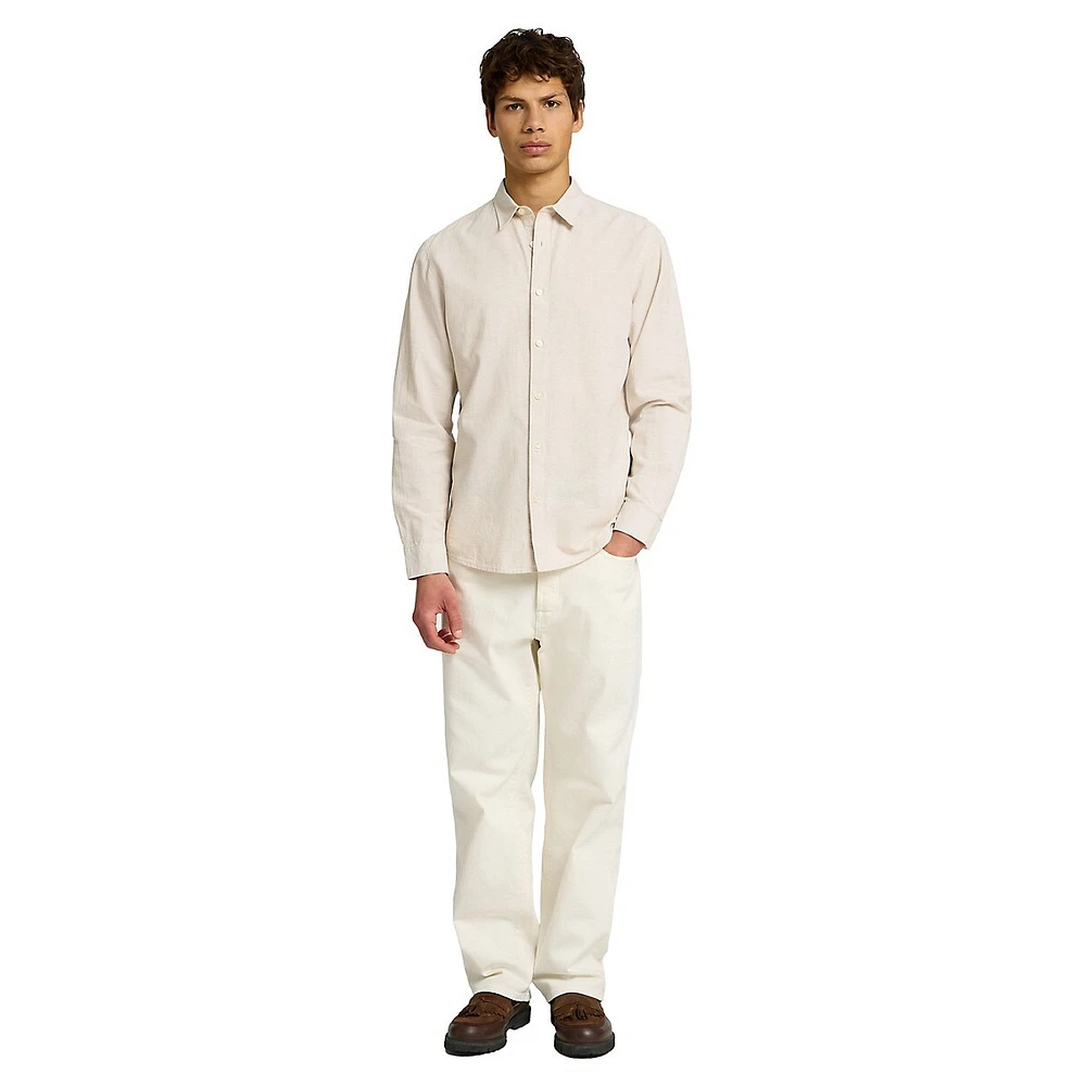 Slim-Fit Cotton & Linen Casual Shirt