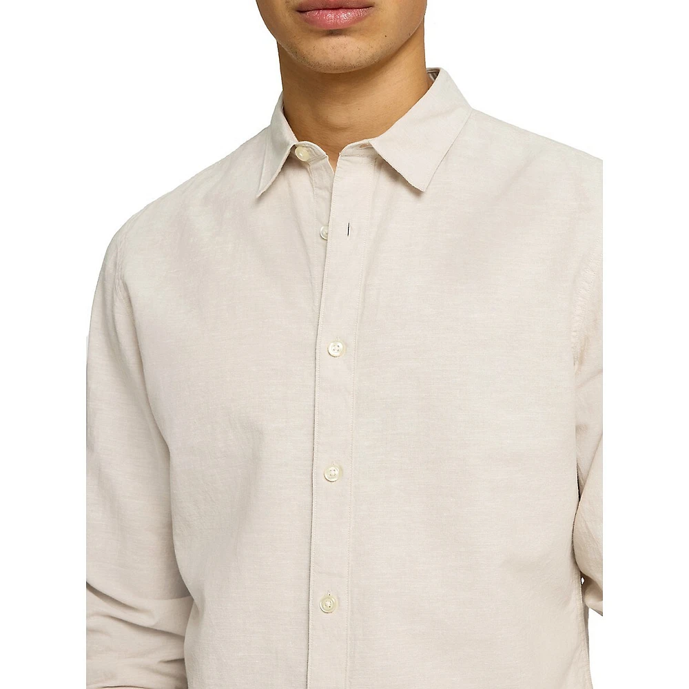 Slim-Fit Cotton & Linen Casual Shirt