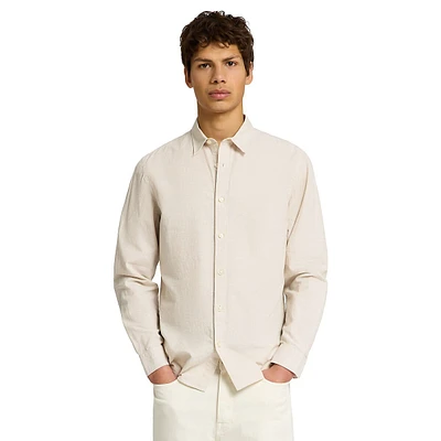 Slim-Fit Cotton & Linen Casual Shirt