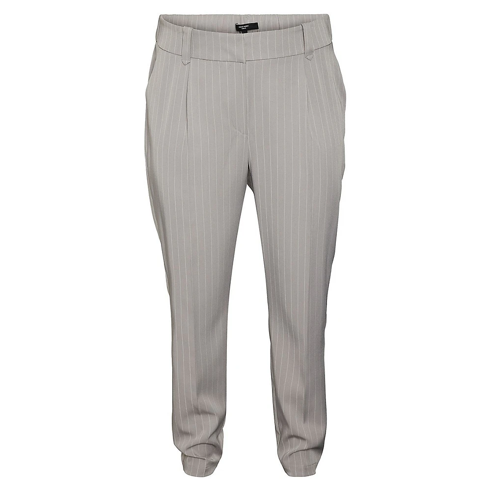 Plus Wendy High-Rise Tapered-Leg Pinstriped Pants