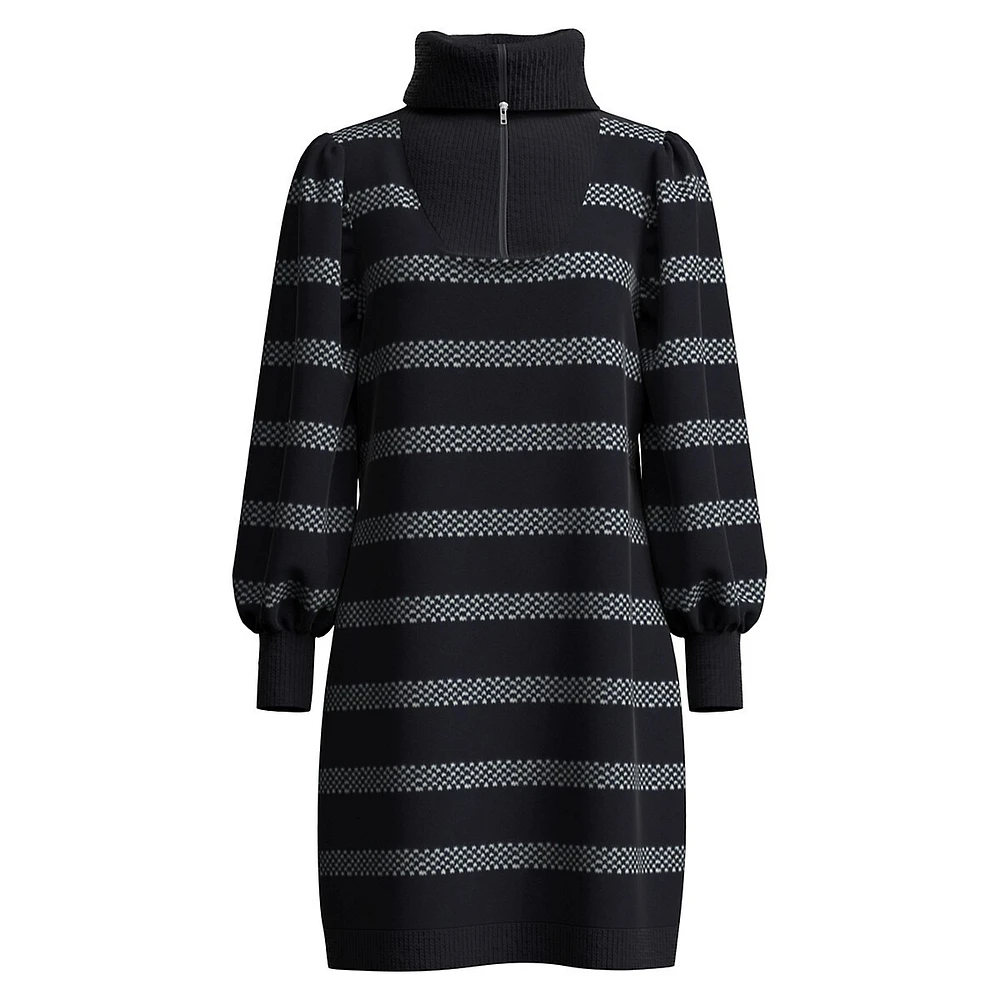 Jadina Long-Sleeve Half-Zip Knit Dress