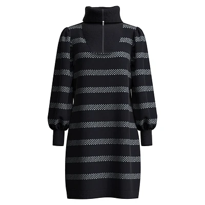 Jadina Long-Sleeve Half-Zip Knit Dress