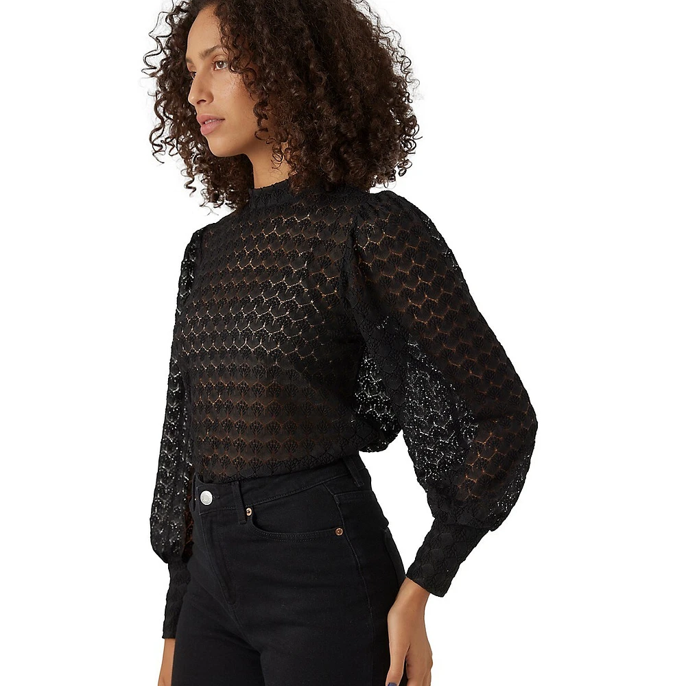 Becca Highneck Bishop Lace Blouse