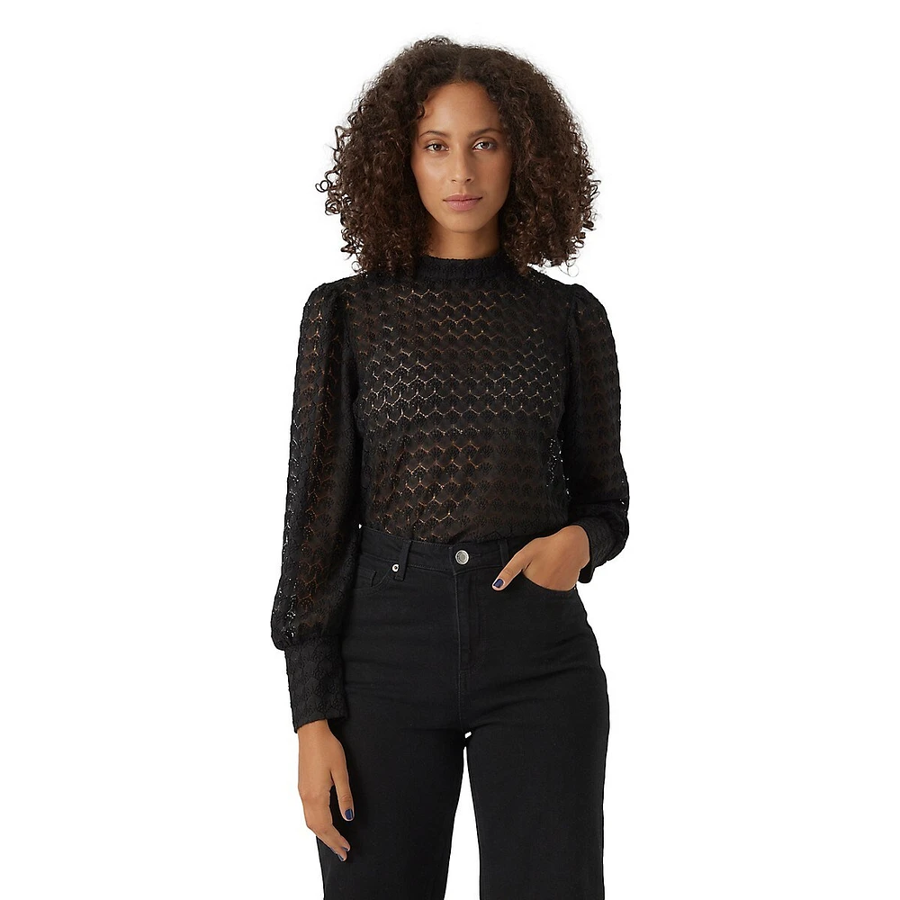 Becca Highneck Bishop Lace Blouse