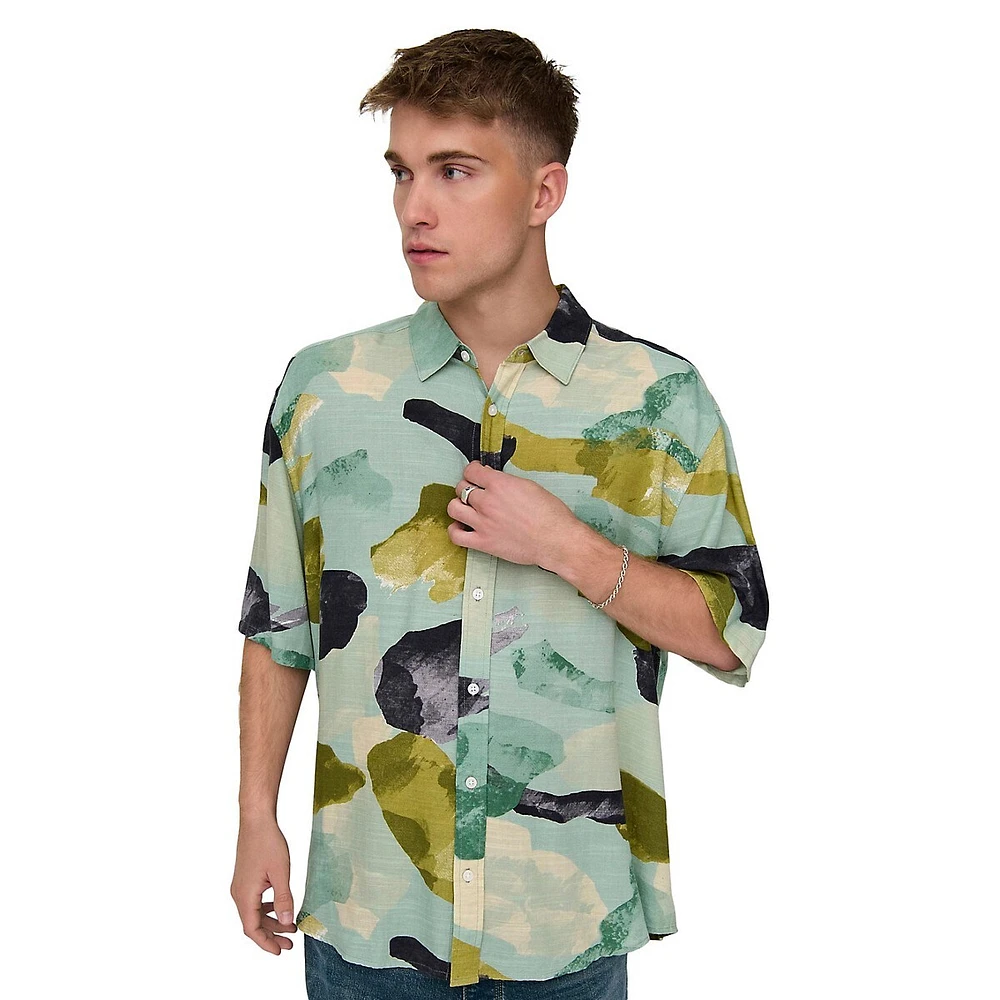 Bud Abstract-Print Short-Sleeve Shirt