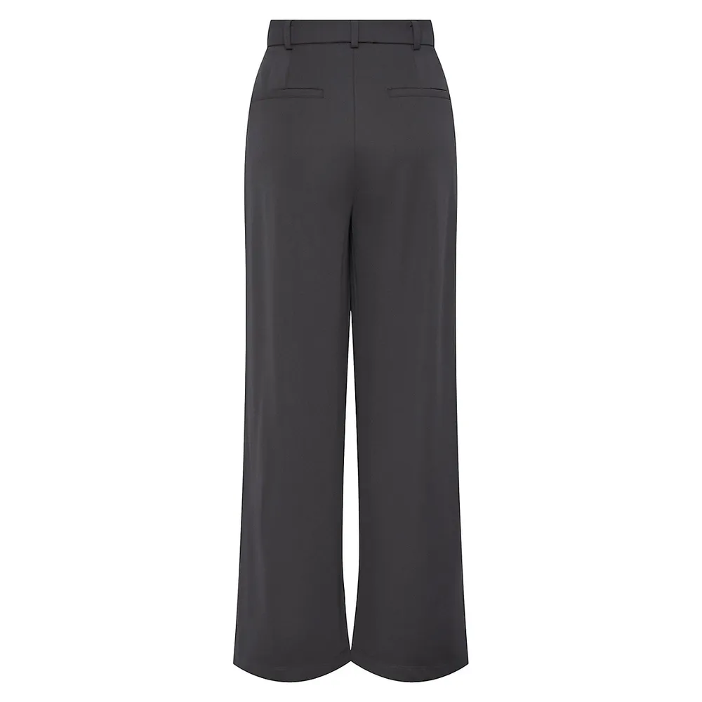 Simone High-Waist Wide-Leg Pleated Pants