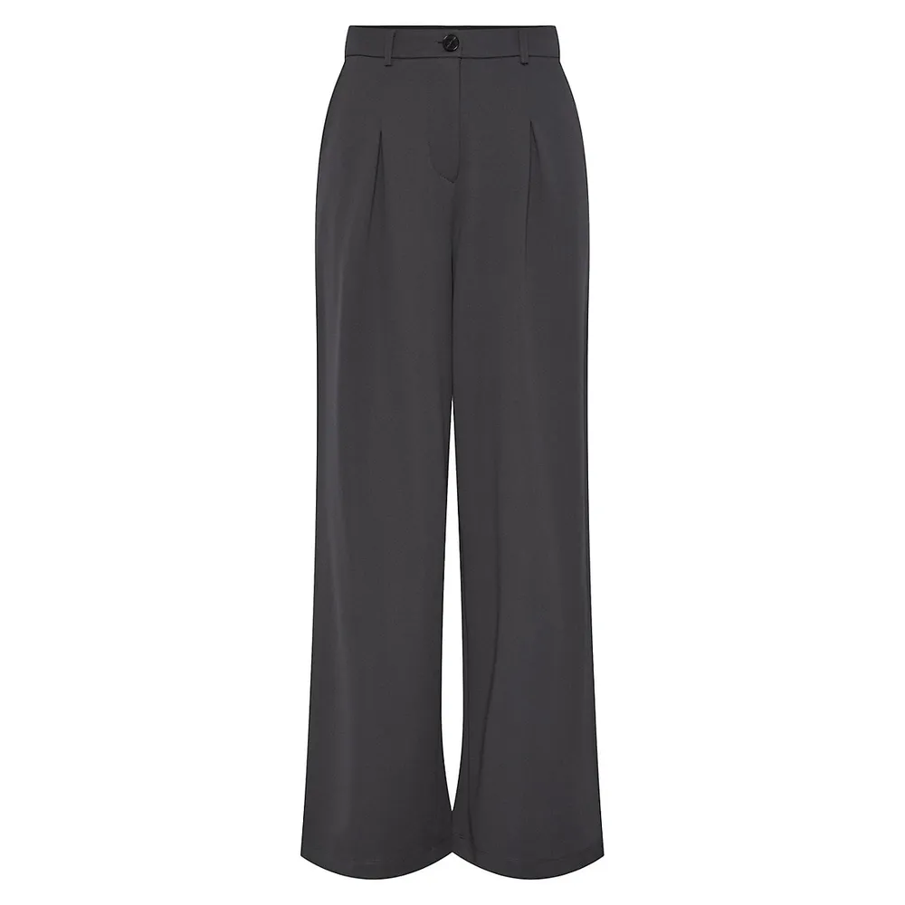 Simone High-Waist Wide-Leg Pleated Pants