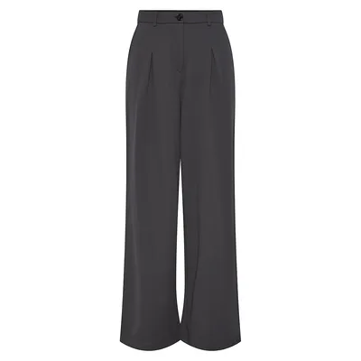 Simone High-Waist Wide-Leg Pleated Pants