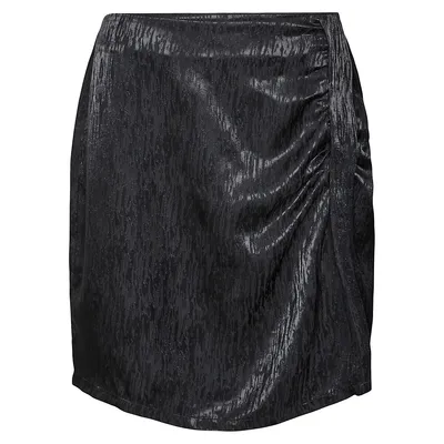 Ruched Tonal-Print Short Skirt